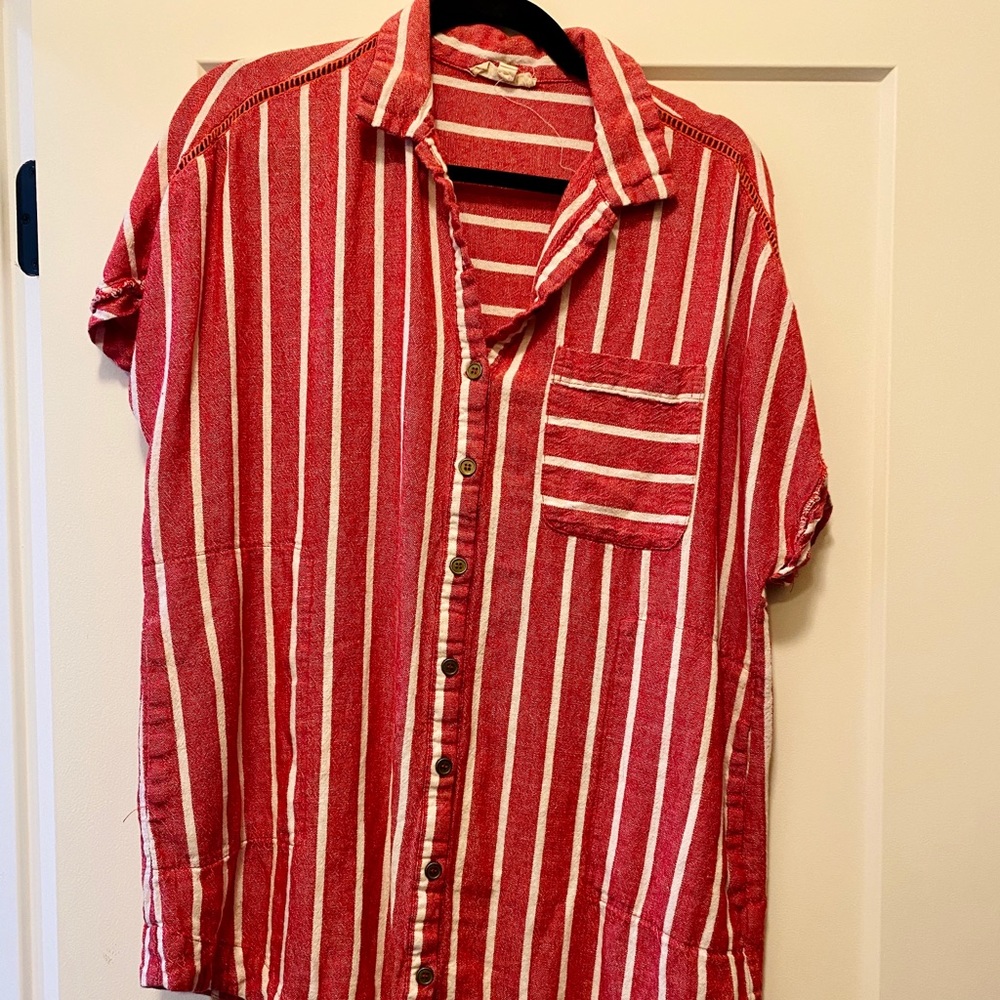 Long Collared Button Down Blouse